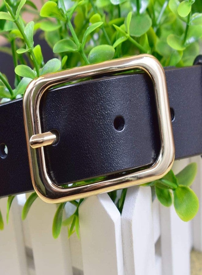 VONSELY Leather Belts for Women, Genuine Leather Womens Belts with Gold Buckle (Suit Waistline 24"-27", Black) - Image 3